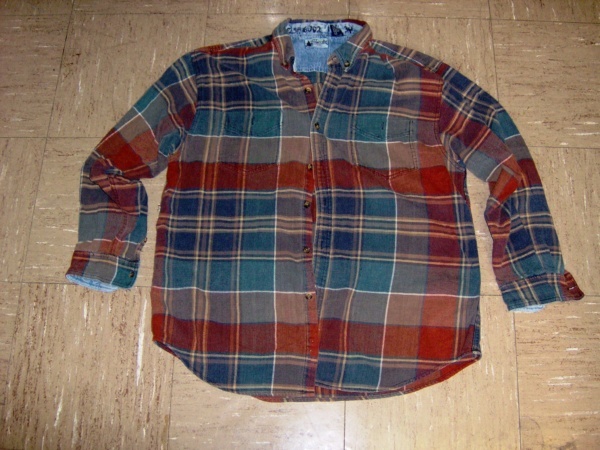 Brown and blue Flannel Shirt-MN FL SHT 6820-Neck-18