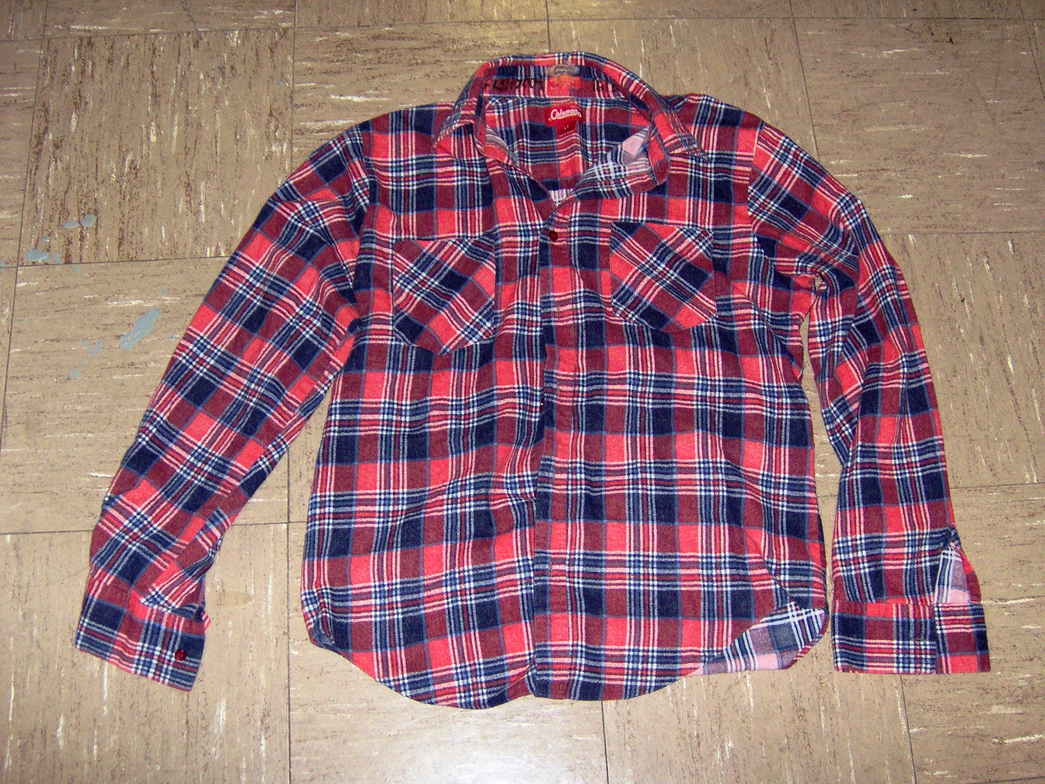 and blue and white Flannel Shirt-MN FL SHT 7440-Neck-16.5 – Costume Cottage