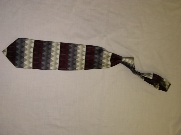 Burgundy, blue, white, and grey Necktie-TI 7046- Diagonal Stripe