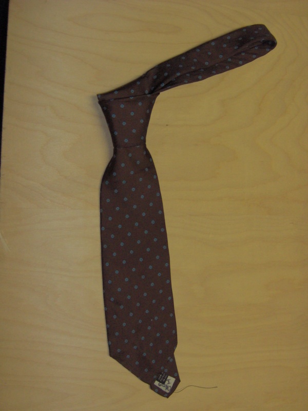 Brown and blue Necktie-TI 6040- polka dots