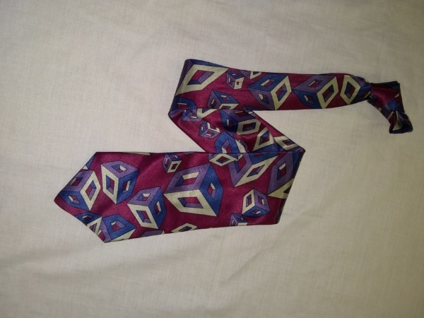 burgandy,blue, purple, cream Necktie-TI 7067- Solid with various size cubes