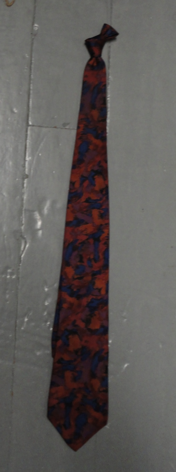 Red, blue, orange, and brown Necktie-TI 7097- brush stroke pattern