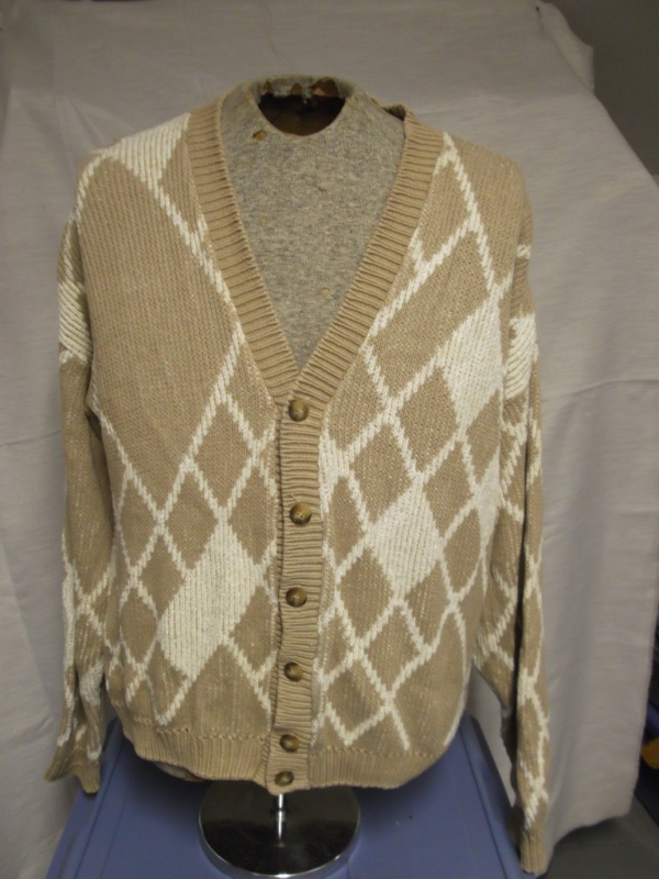 Brown and white Cardigan Sweater-Swtr Crd  6900-Chest 54