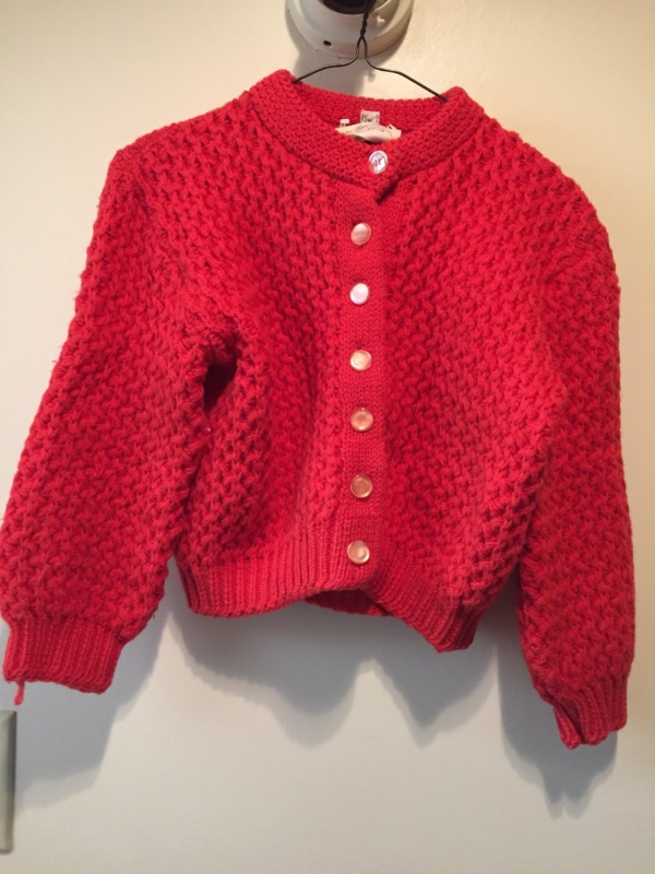 Red Cardigan Sweater-Swtr Crd 7404-Chest 38