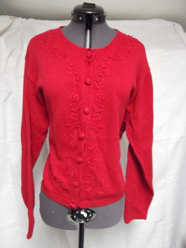 red Cardigan Sweater-Swtr Crd 7601-Chest 48