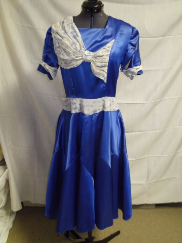 Blue and cream Period Dress-Wm Pd Dr 4228-RiR'11-Bust 35