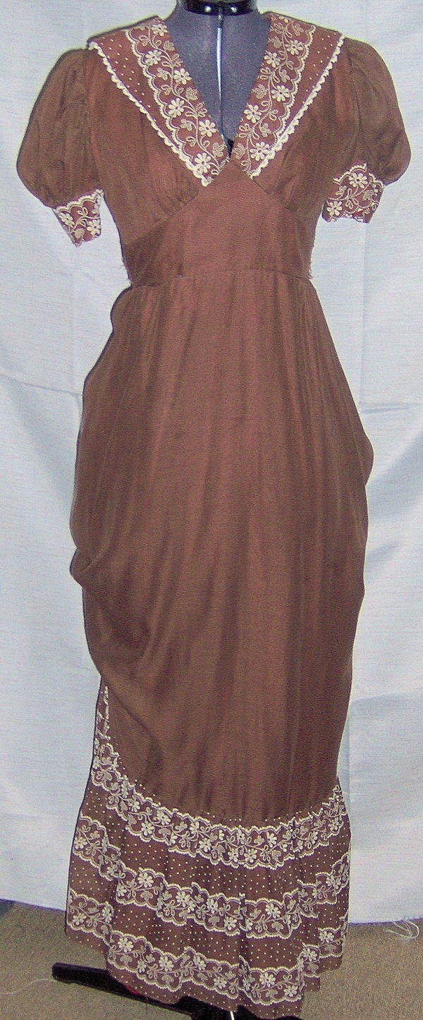 Brown Ivory Period Dress-Wm Pd Dr 6225-Bust 34