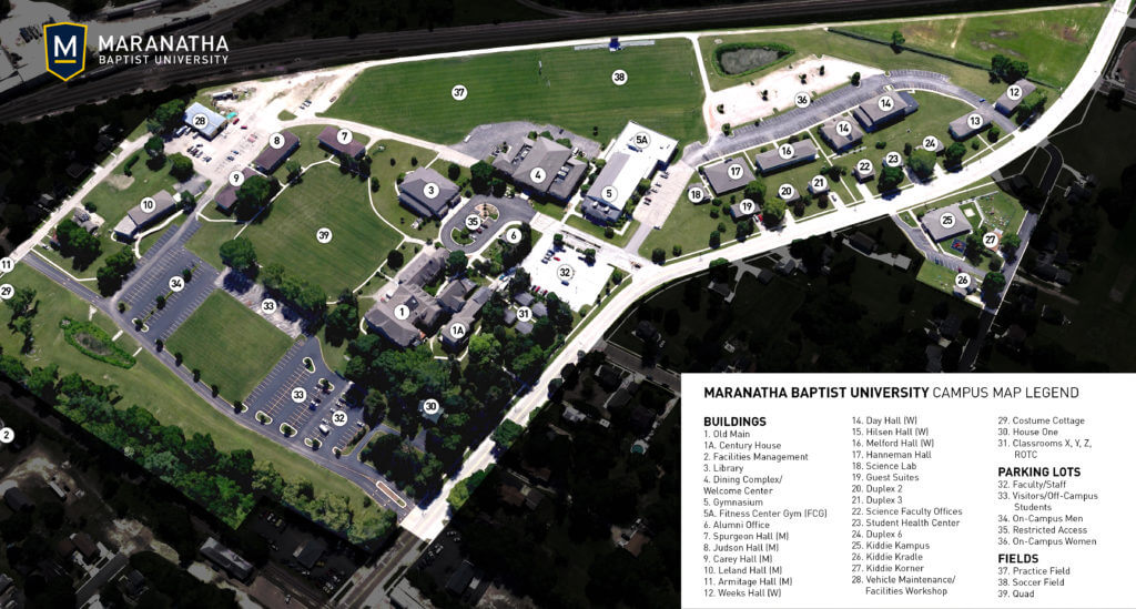 Maranatha Baptist University Campus Map Summer 2018 Horizontal